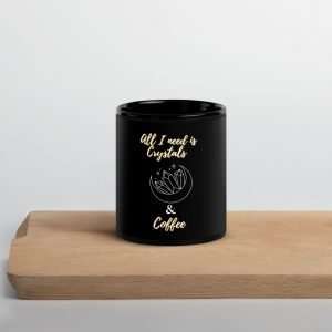 Crystals & Reiki Black Glossy Mug